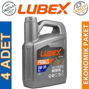 Lubex Primus EC 0W30 4 Lt Tam Sentetik Motor Yağı (4 Adet)